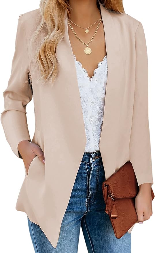 luvamia Women's Casual Long Sleeve Lapel Button Slim Work Office Blazer Jacket Amazon