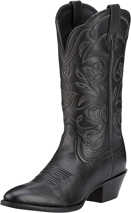 Black Ariat Heritage Round Toe Western Boots – Women’s Leather Cowgirl Boots from Amazon