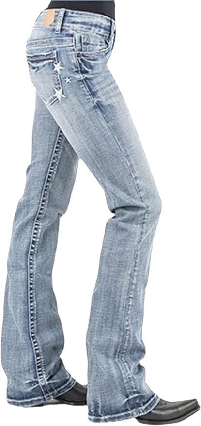 Bootcut Jeans for Women Fit Embroidered Washed Jean Denim Pants from Amazon