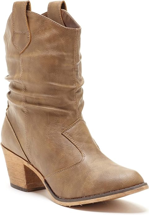 Charles Albert Women’s Modern Western Cowboy Distressed Boot with Pull-Up Tabs (color brown) from Amazon
