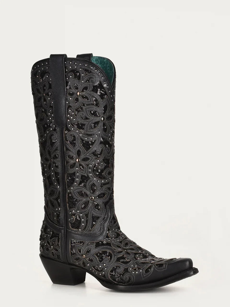 Corral BLACK GLITTER INLAY AND STUDS A3752 from Corralboots.com