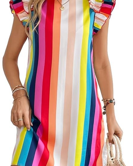 Rainbow Stripe Dress For Women – Colorful Spring Summer 2024