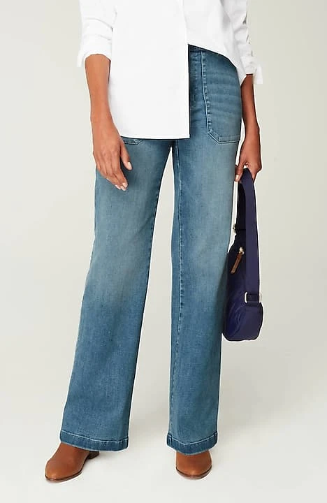 High-Rise Patch-Pocket Wide-Leg Jeans from Jjill.com