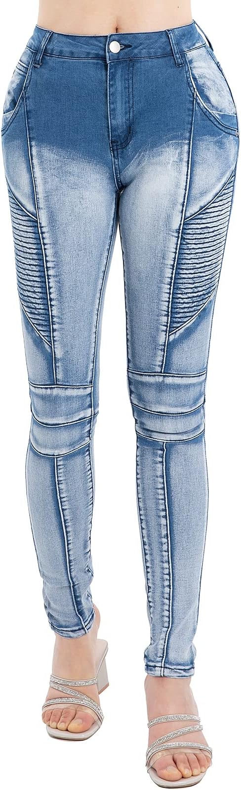 Lisskolo Women's Stretch Moto Biker Skinny Jeans Ripped Moto Leggings Riding Jean Amazon