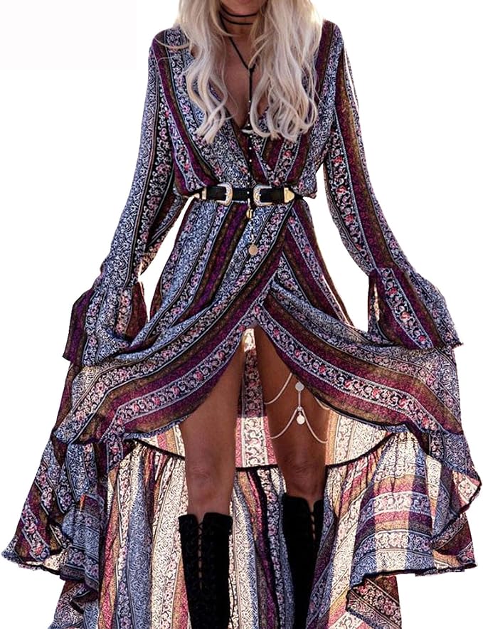 R.Vivimos Womens Summer Long Sleeve Cardigan Sexy Maxi Dresses from Amazon