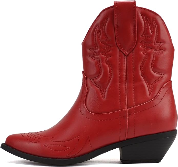 Red Soda Women Cowgirl Cowboy Western Stitched Ankle Boots Pointed Toe Short Booties Rigging-S from Amazon