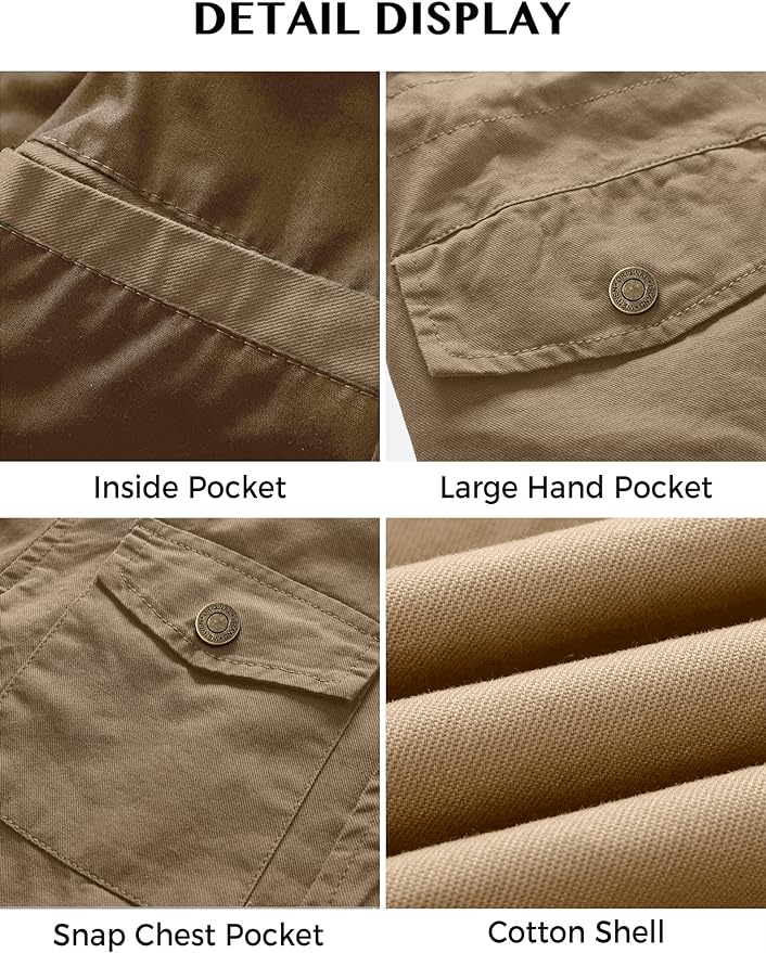 WenVen Women's Lightweight Canvas Cotton Military Jacket Utility Lapel Anorak Details
