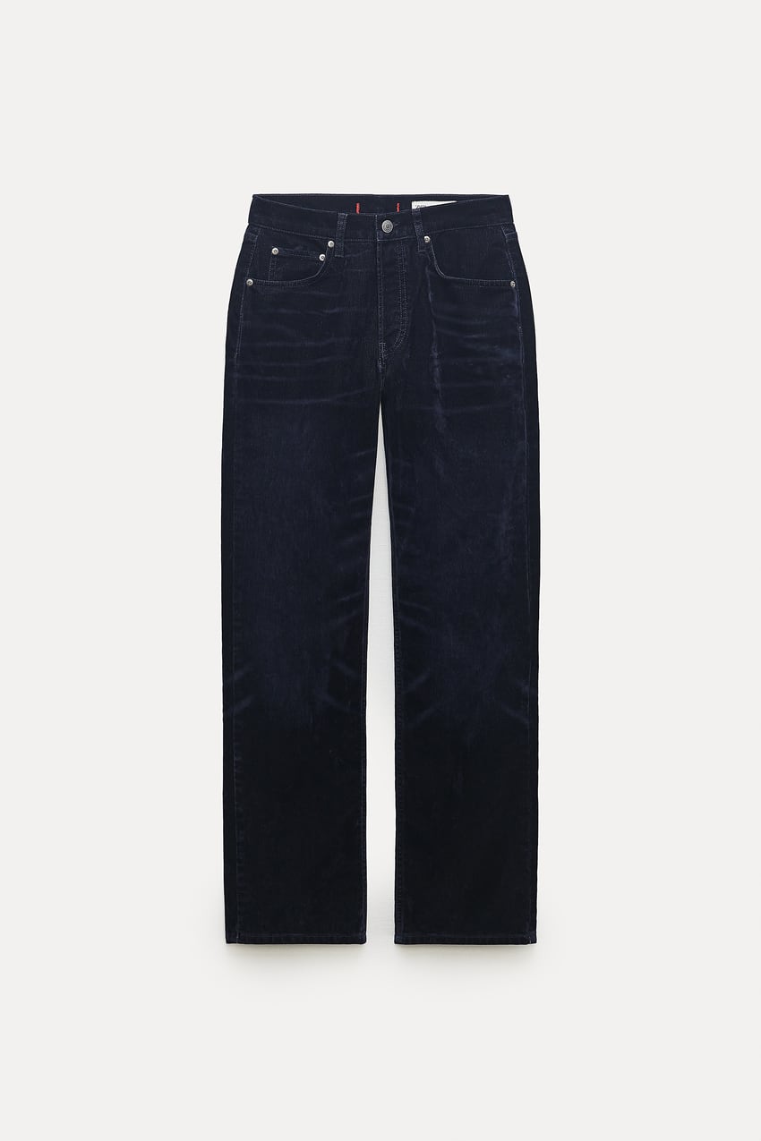 Zara MID WAIST RELAXED VELVET JEANS ZW COLLECTION