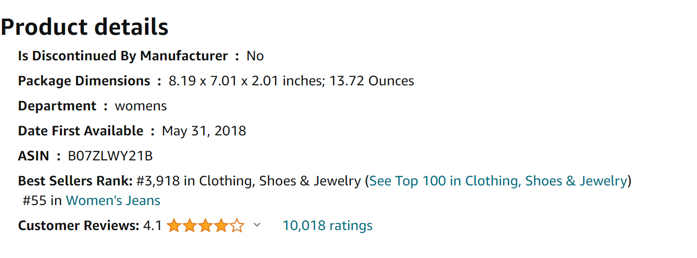 High Waisted-Rise Colored Stretch Skinny Destroyed Ripped Distressed Jeans for Women from Amazon Reviews (screenshot taken on 2024-1-29)