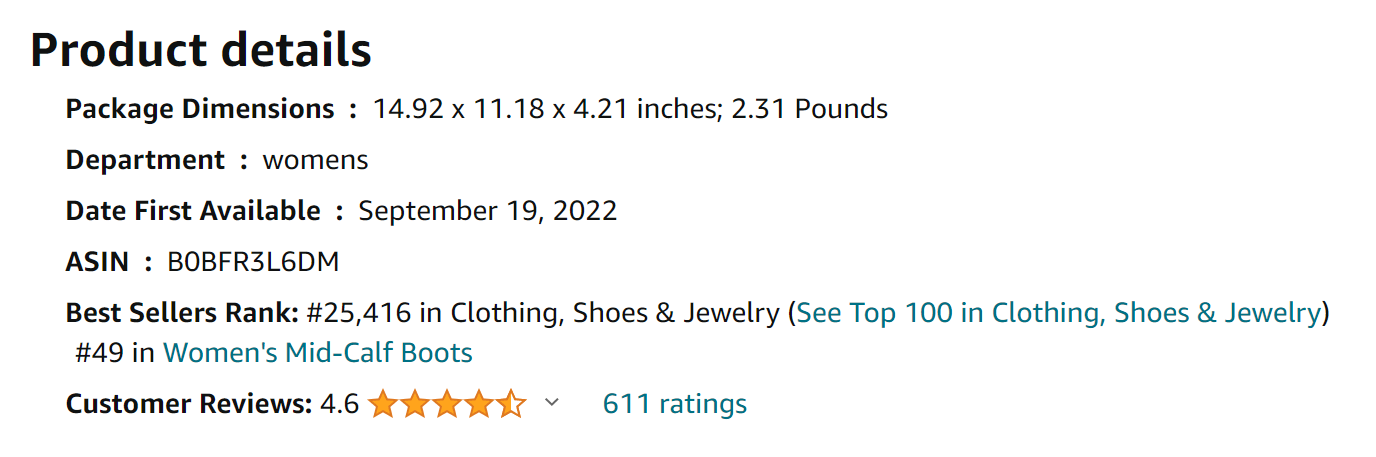 IUV Cowboy Boots For Women Mid Calf Western Boots Cowgirl Pull-On Tabs Pointy Toe Boot from Amazon Reviews (screenshot taken on 2024-1-29)