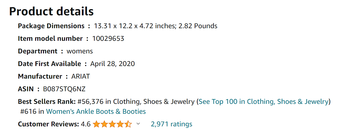 ARIAT Women’s Dixon Western Boot from Amazon Reviews (screenshot taken on 2024-1-29)