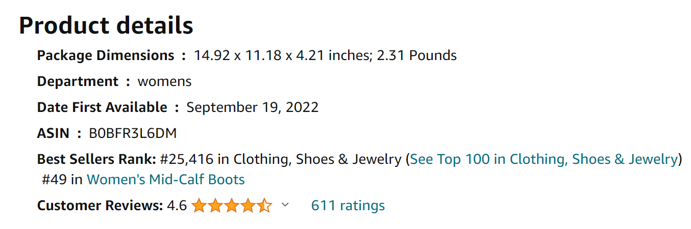 IUV Cowboy Boots For Women Mid Calf Western Boots Cowgirl Pull-On Tabs Pointy Toe Boot White from Amazon Reviews (screenshot taken on 2024-1-29)