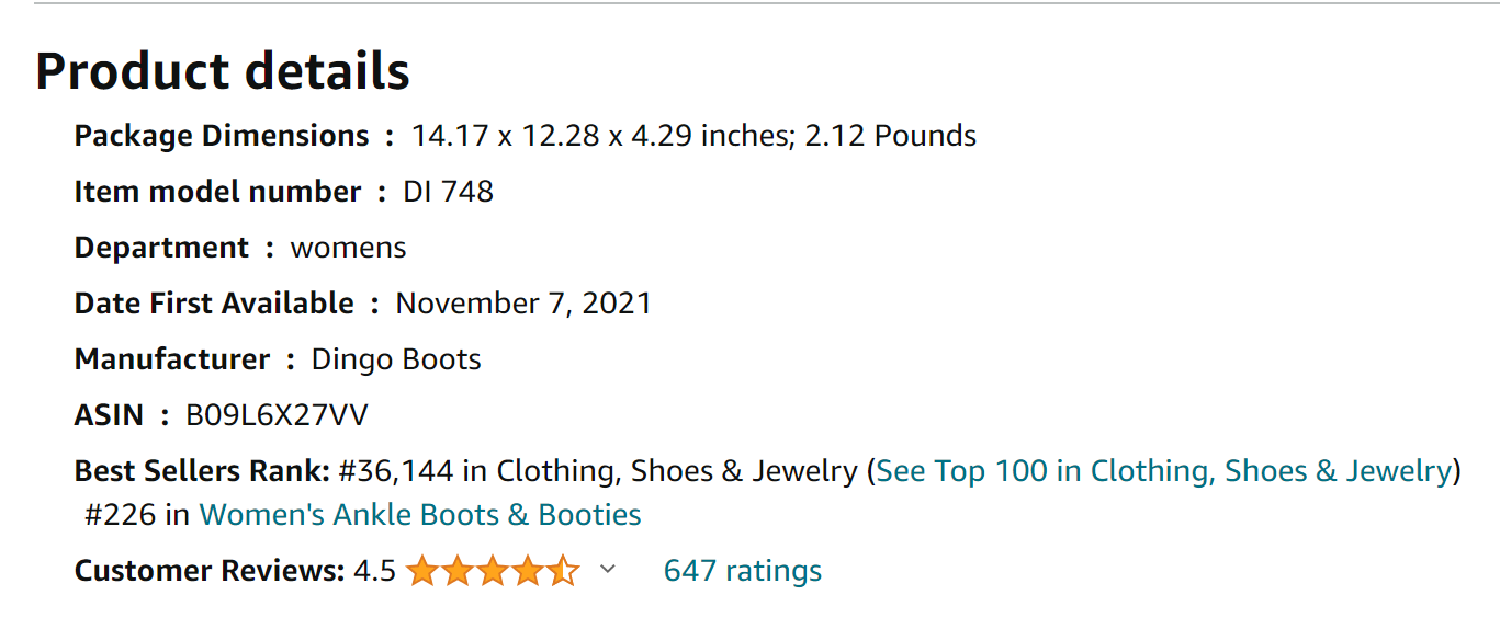 Dingo Women’s Primrose Boots from Amazon Reviews (screenshot taken on 2024-1-29)