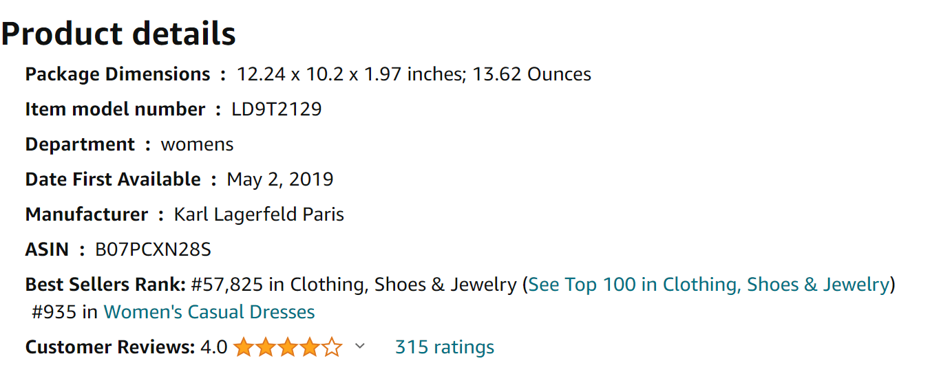 Karl Lagerfeld Paris Women’s Tweed Shift Dress with Pockets from Amazon Reviews (screenshot taken on 2024-1-29)