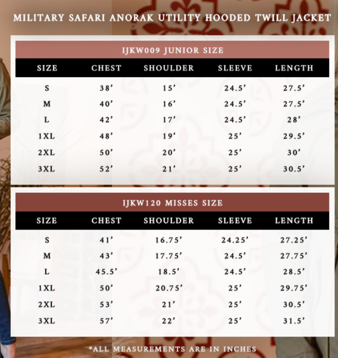 Design by Olivia Women's Military Anorak Safari Hoodie Jacket from Amazon Size Chart