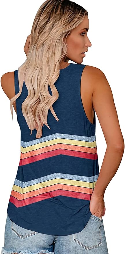 ETCYY Sleeveless Tank Tops for Women Summer Tops V Neck Tie Dye Cute Printed Loose Fit Workout Yoga Shirt back side from Amazon