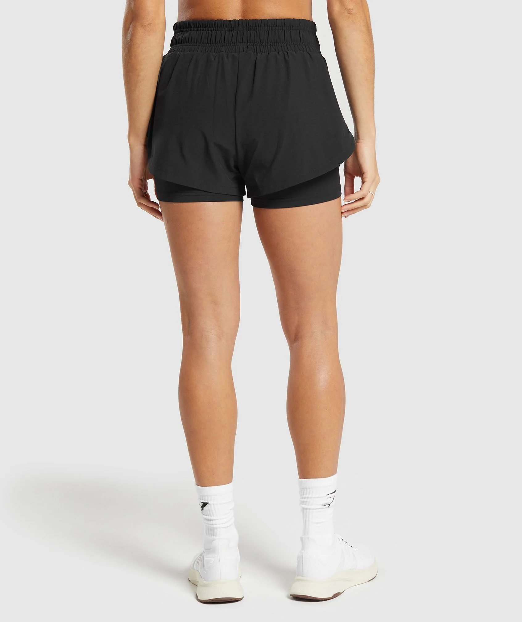 Gymshark Women's RUNNING 2 IN 1 SHORTS- BLACK back side