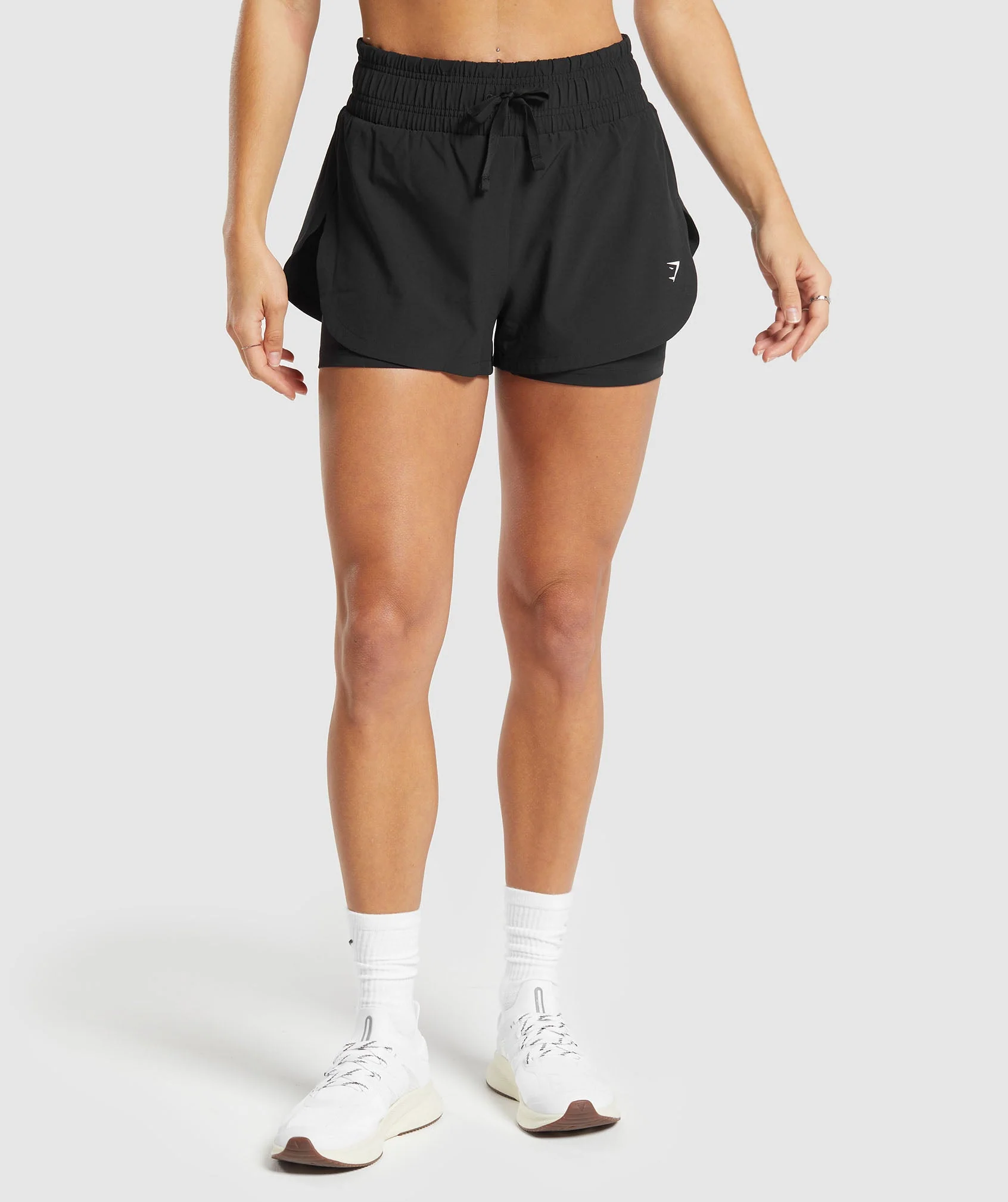 Gymshark Women's RUNNING 2 IN 1 SHORTS- BLACK