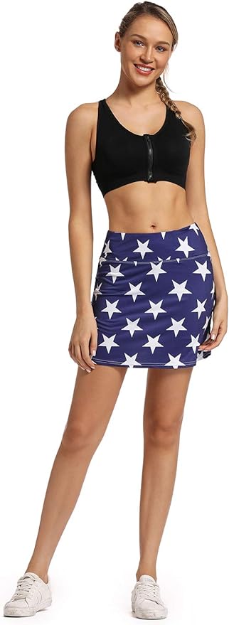 Ibeauti Womens American Flag Athletic Tennis Skorts Golf Skirts with 3 Pockets Mesh Shorts for Running Active Workout front from Amazon