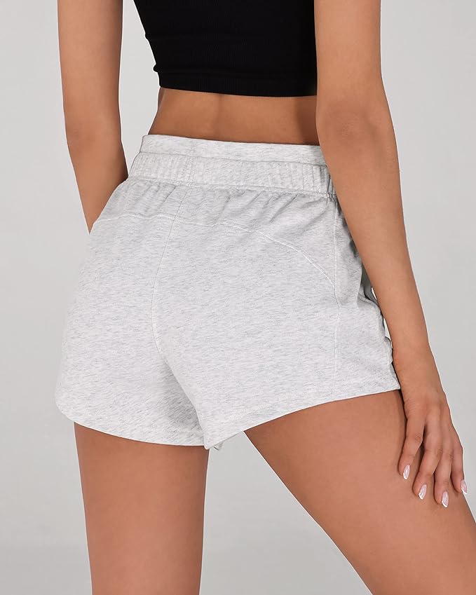 ODODOS Women's Sweat Shorts with Pockets Cotton French Terry Drawstring Summer Workout Casual Lounge Shorts back side from Amazon