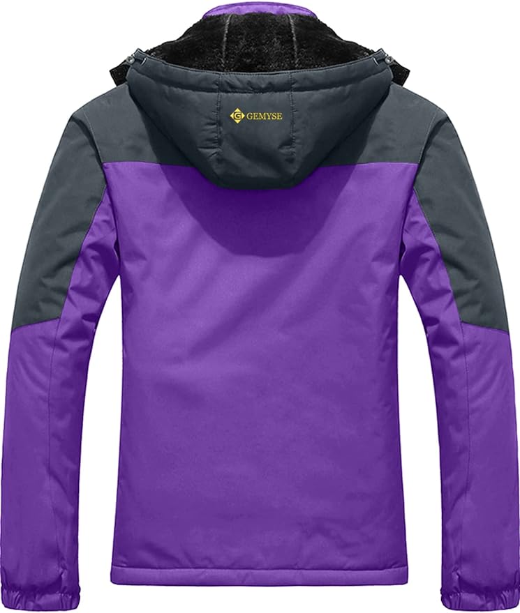 Purple GEMYSE Women's Mountain Waterproof Ski Snow Jacket Winter Windproof Rain Jacket front from Amazon