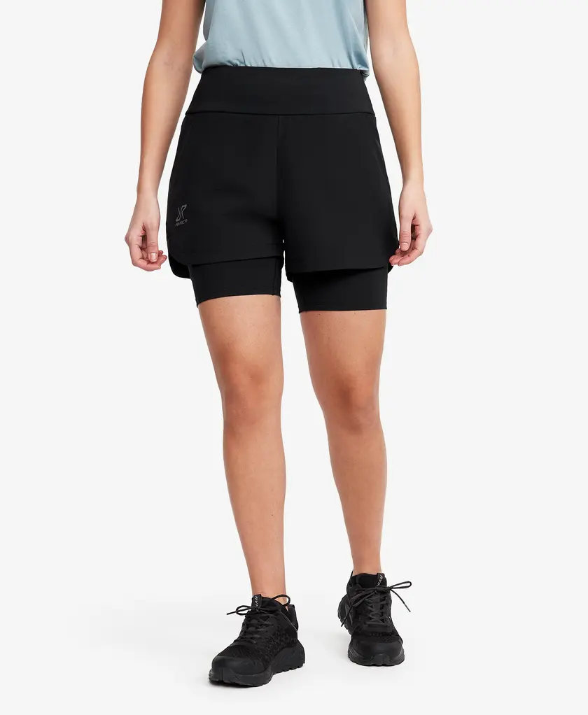 RVRC 2-in-1 Shorts Women Black front from Revolutionrace.com