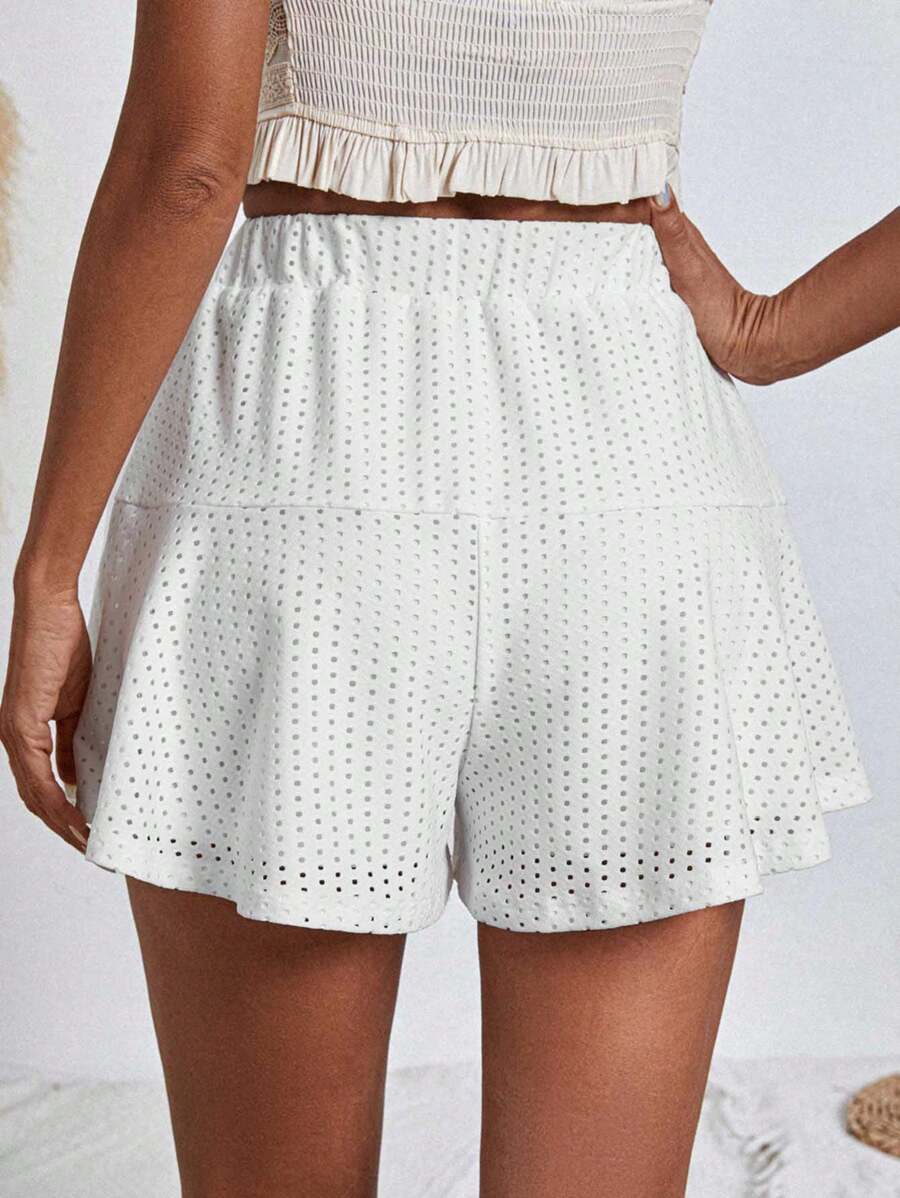 SHEIN LUNE Women's Elastic Waist Mesh Shorts back side