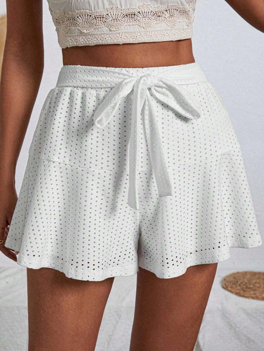 SHEIN LUNE Women's Elastic Waist Mesh Shorts front