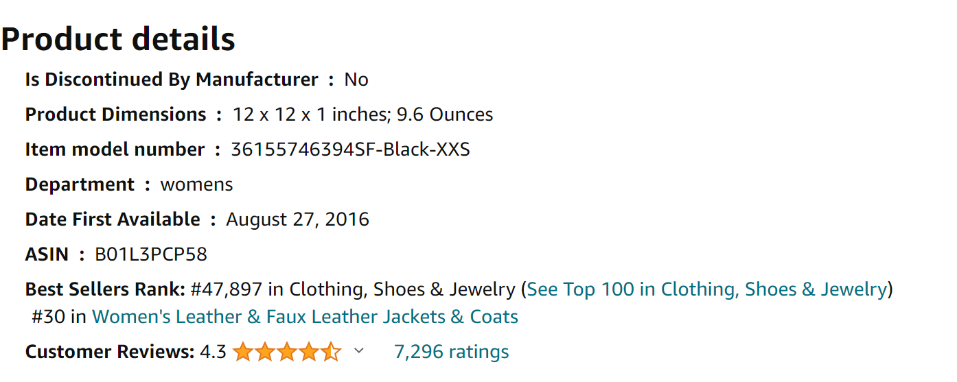 chouyatou Women's Fashion Studded Perfectly Shaping Faux Leather Biker Jacket from Amazon Reviews  (screenshot taken on 2024-2-03)