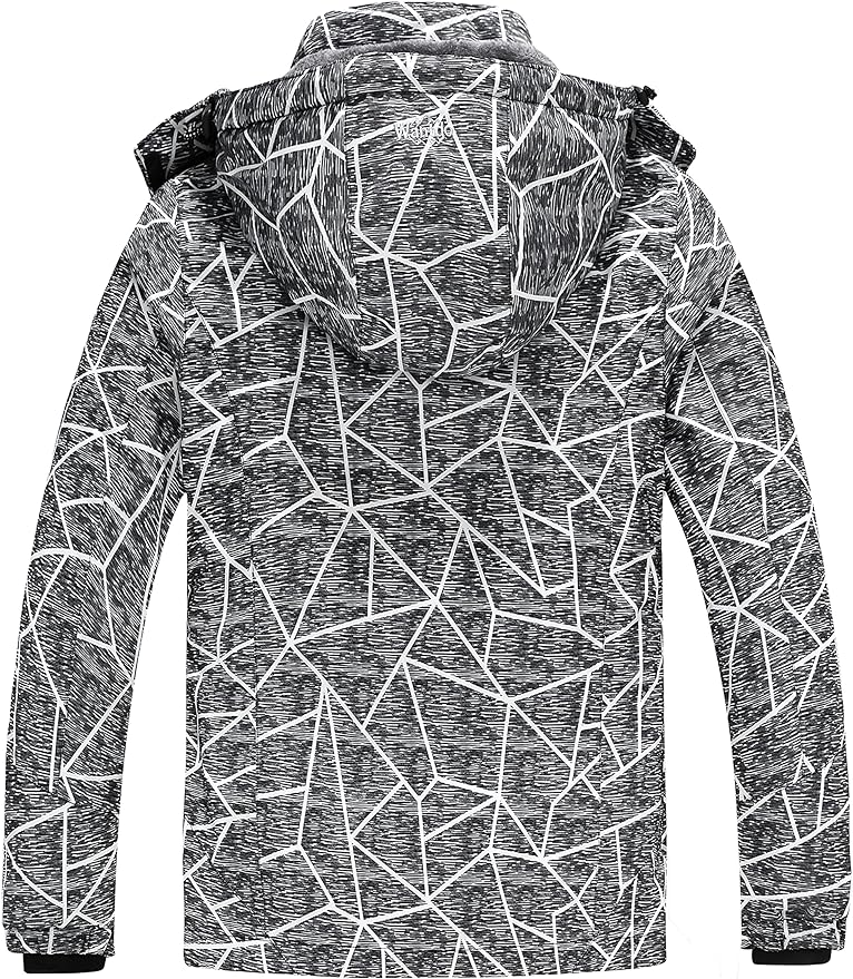 wantdo Women's Mountain Waterproof Ski Jacket Windproof Rain Jacket Winter Warm Hooded Coat back side from Amazon