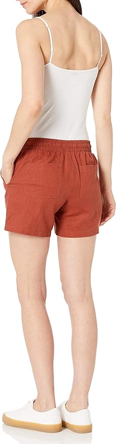 Amazon Essentials Women's 5 Inseam Drawstring Linen Blend Short (Available in Plus Size) back side