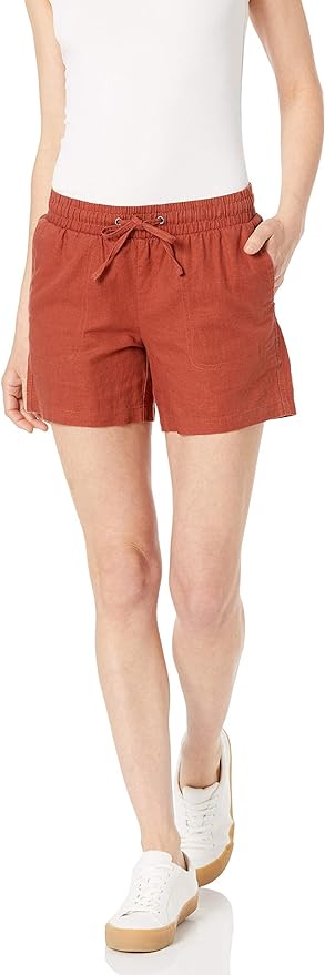 Amazon Essentials Women's 5 Inseam Drawstring Linen Blend Short (Available in Plus Size) front