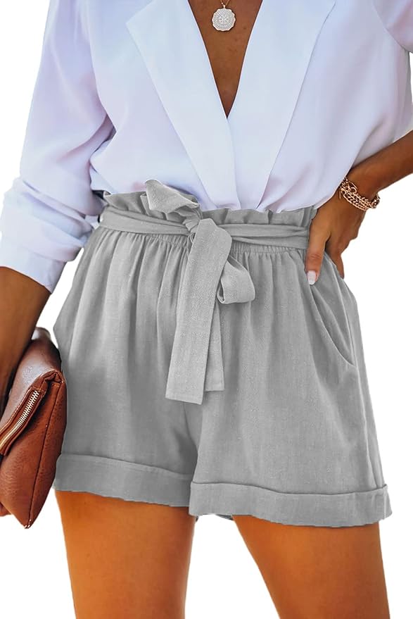 HVEPUO Women Casual Summer Shorts Elastic High Waisted Short Pants with Pockets front from Amazon